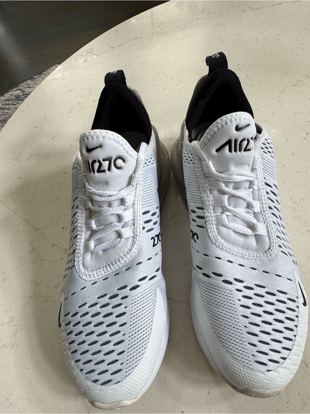 Nike White and Navy Air Max 270c Athletic Sneakers